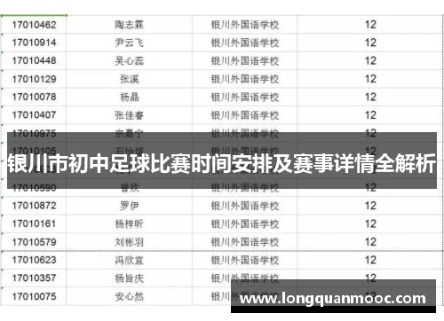 银川市初中足球比赛时间安排及赛事详情全解析